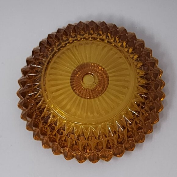 Vintage Amber Indiana Glass Diamond Pattern Candle Holder Set - Picture 7 of 9